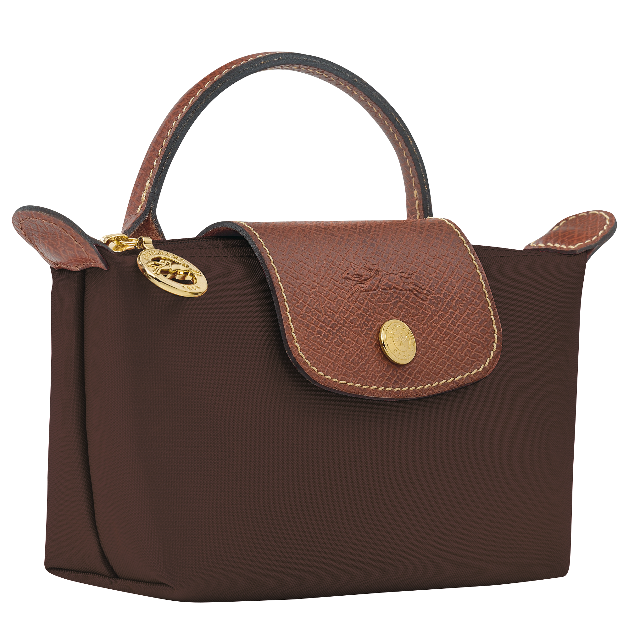 Longchamp Le Pliage Original Pouch with Handle Ebony with Shoulder Strap