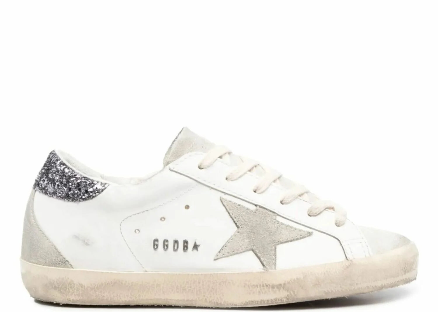 Golden Goose Super-Star White Dark Grey Glitter