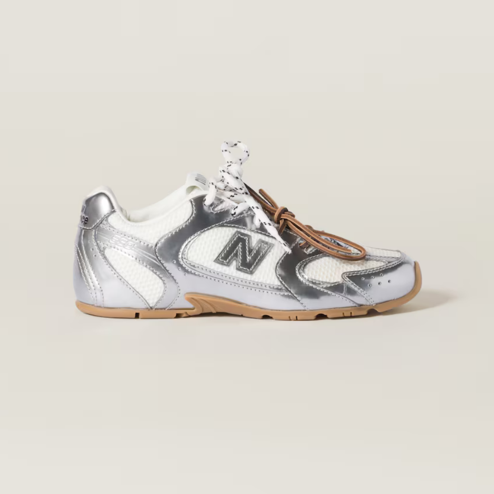 New Balance x Miu Miu 530 SL Sneaker Metalik Deri ve File