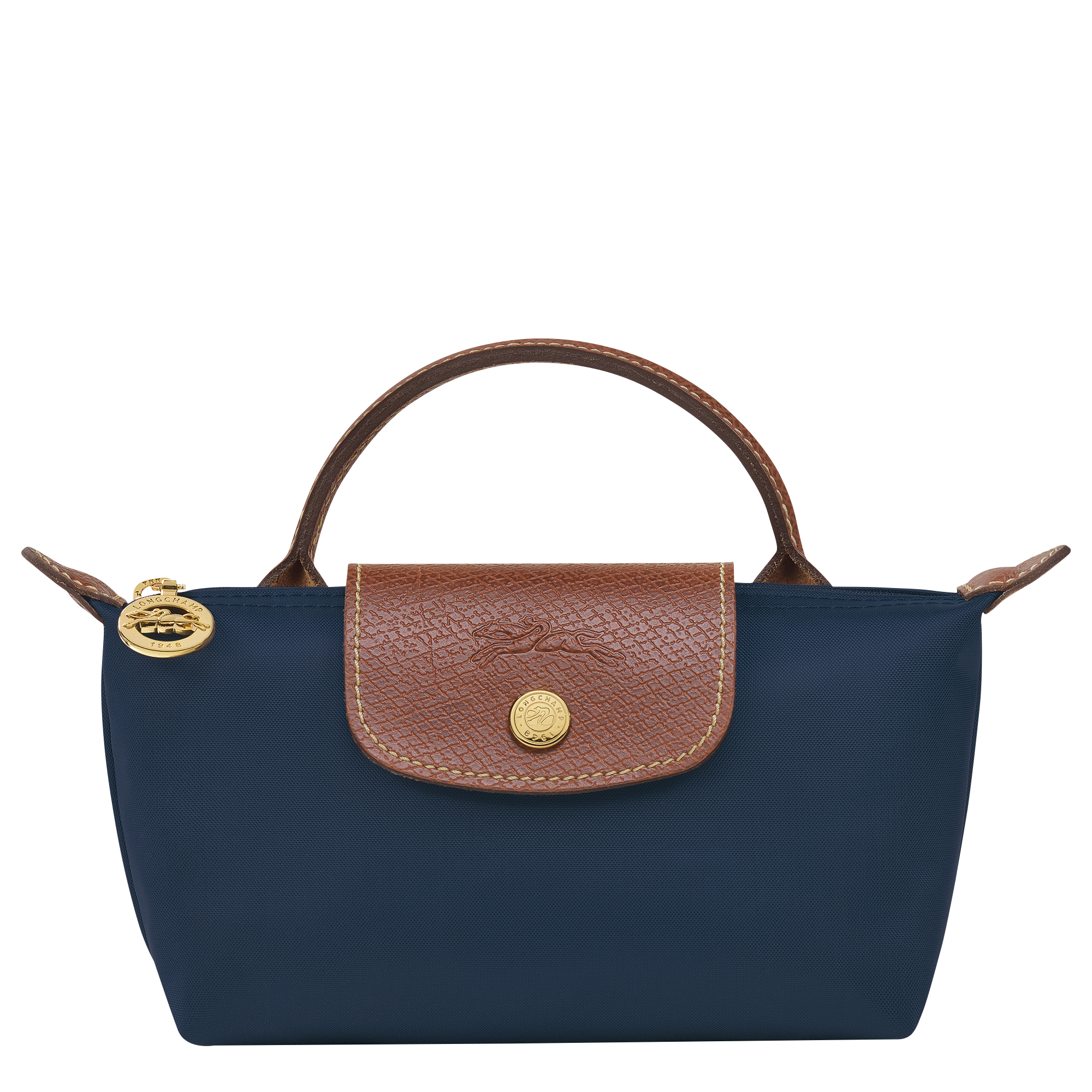 Longchamp Le Pliage Original Pouch with Handle Navy with Shoulder Strap