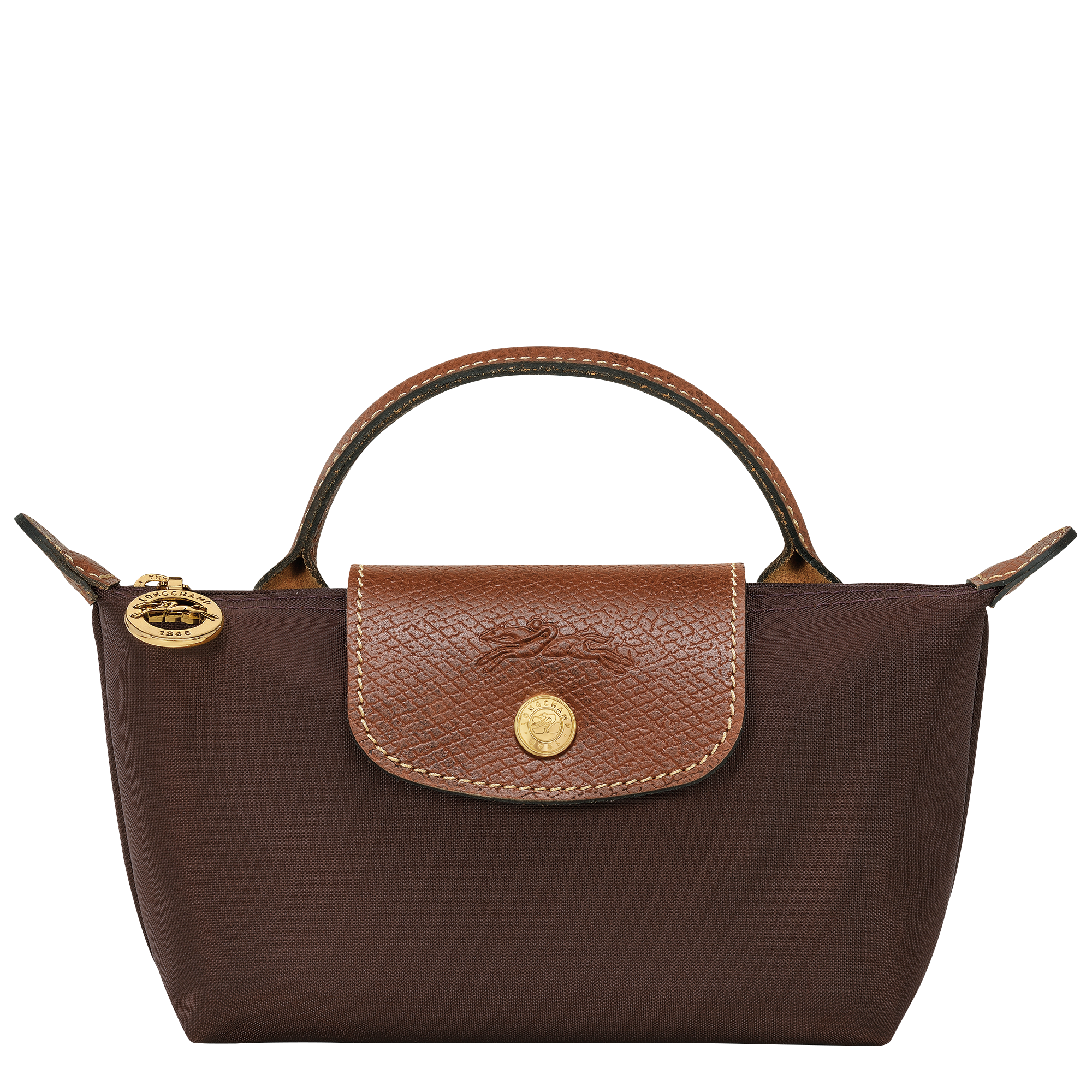 Longchamp Le Pliage Original Pouch with Handle Ebony with Shoulder Strap