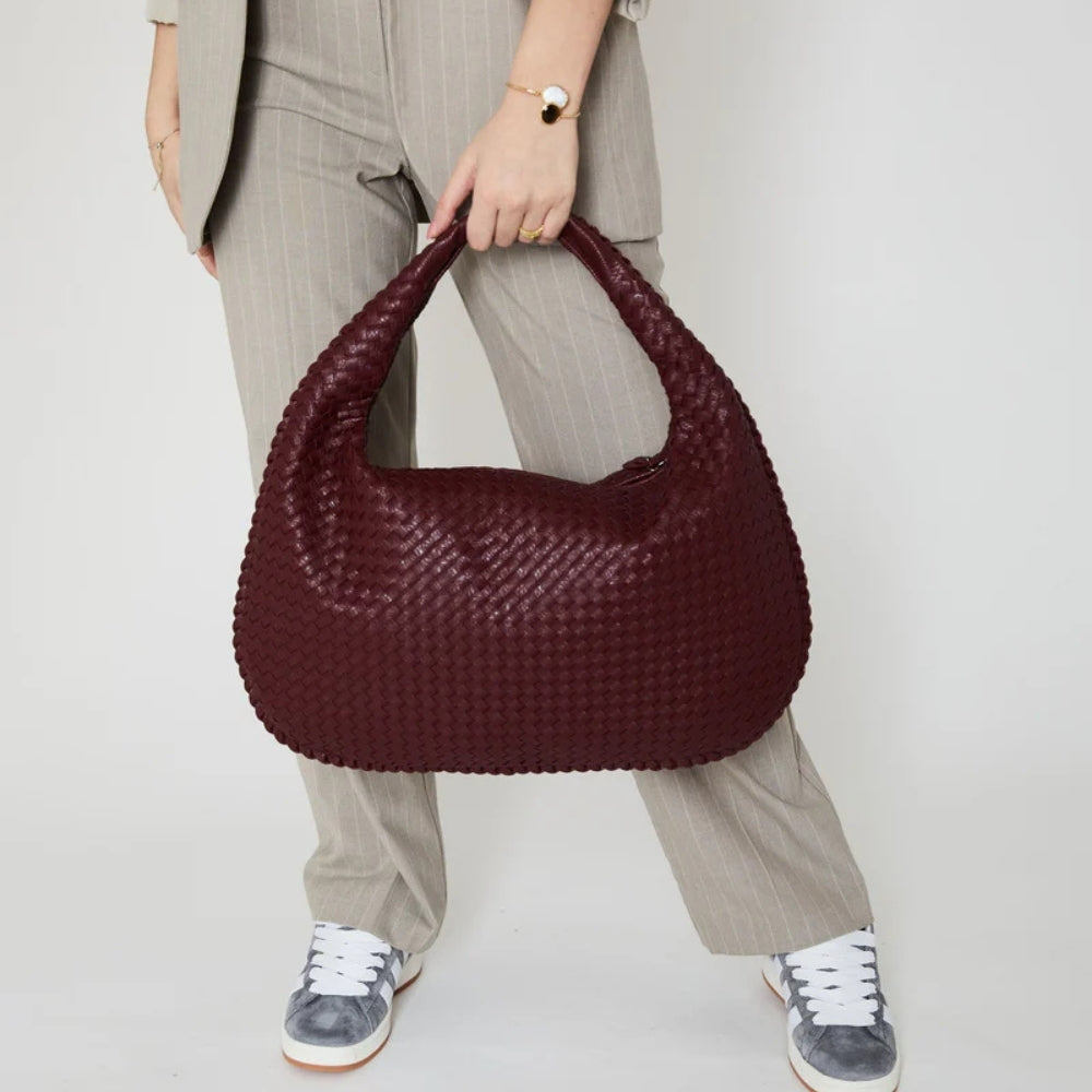 TSARINA® X Bottega Veneta Intrecciato Burgundy Leather Bag