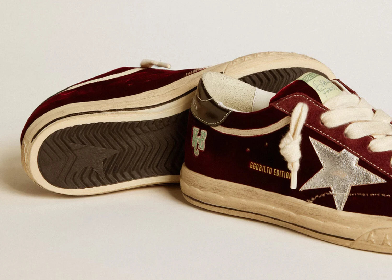 Golden Goose Super-Star Ruby Velvet Silver Black Metallic Leather