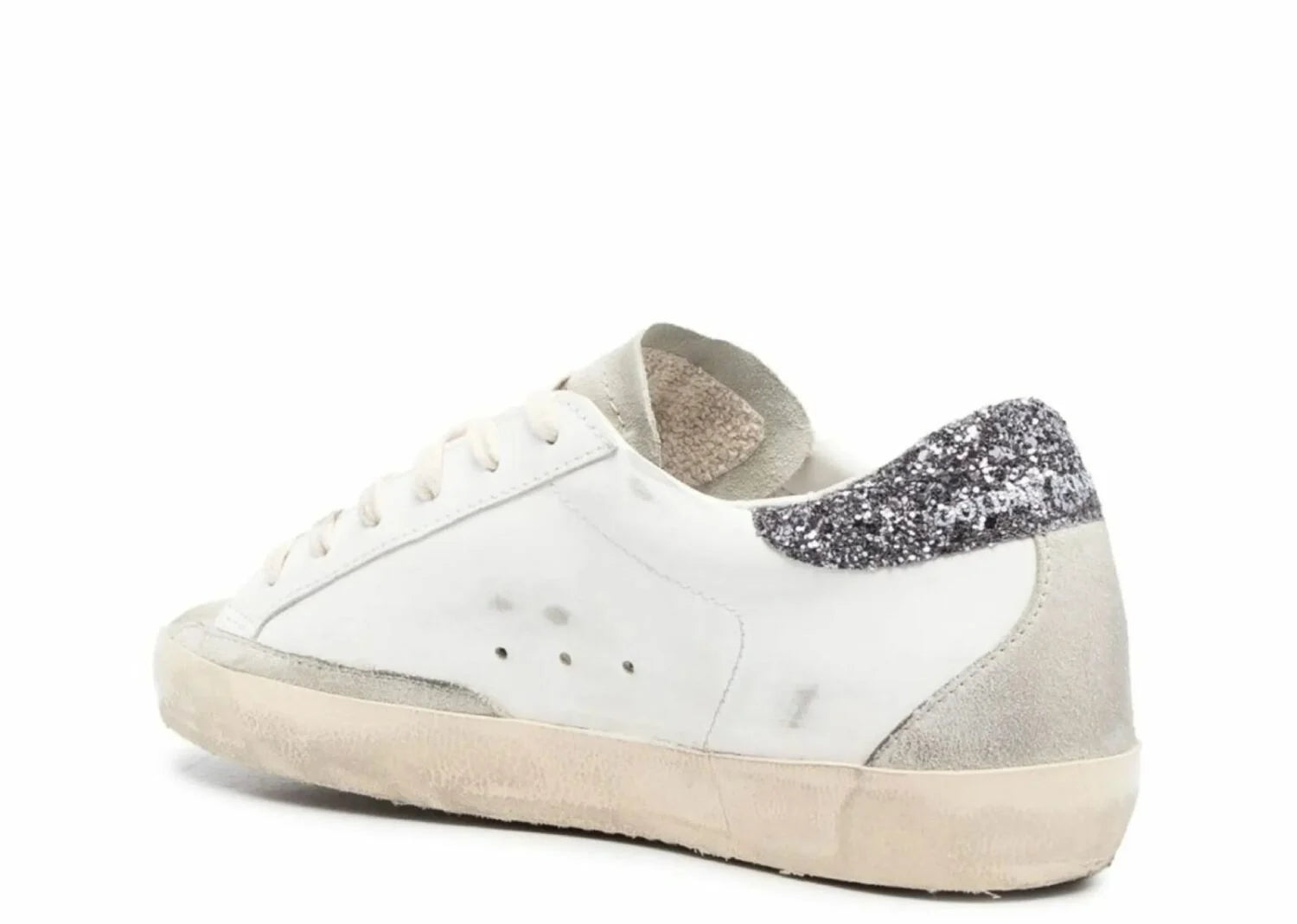 Golden Goose Super-Star White Dark Grey Glitter