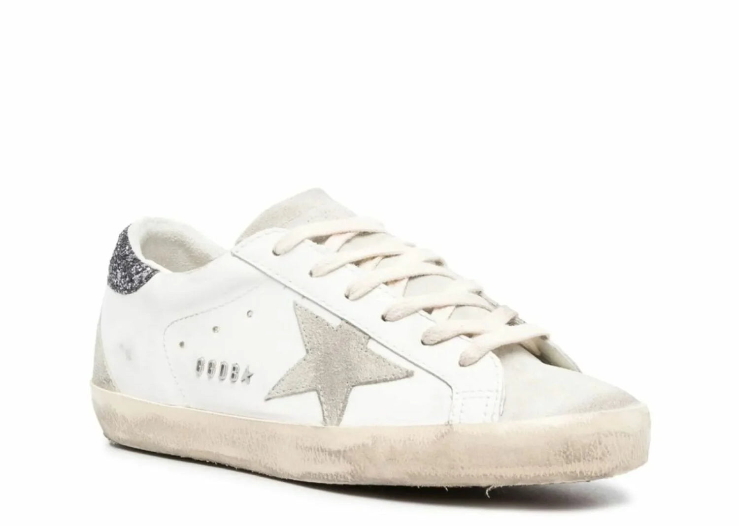 Golden Goose Super-Star White Dark Grey Glitter