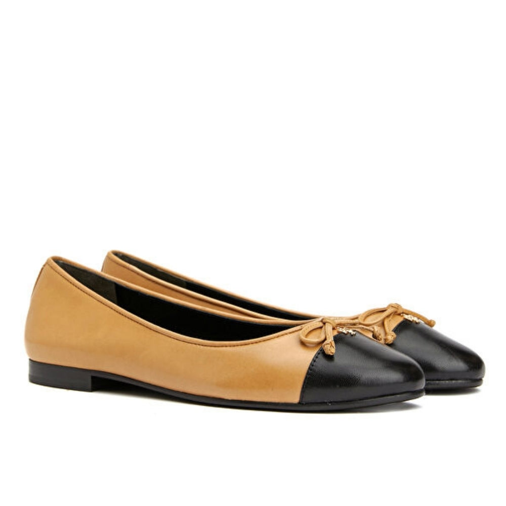 Tory Burch Cap-Toe Ballet Cream&Black Babet