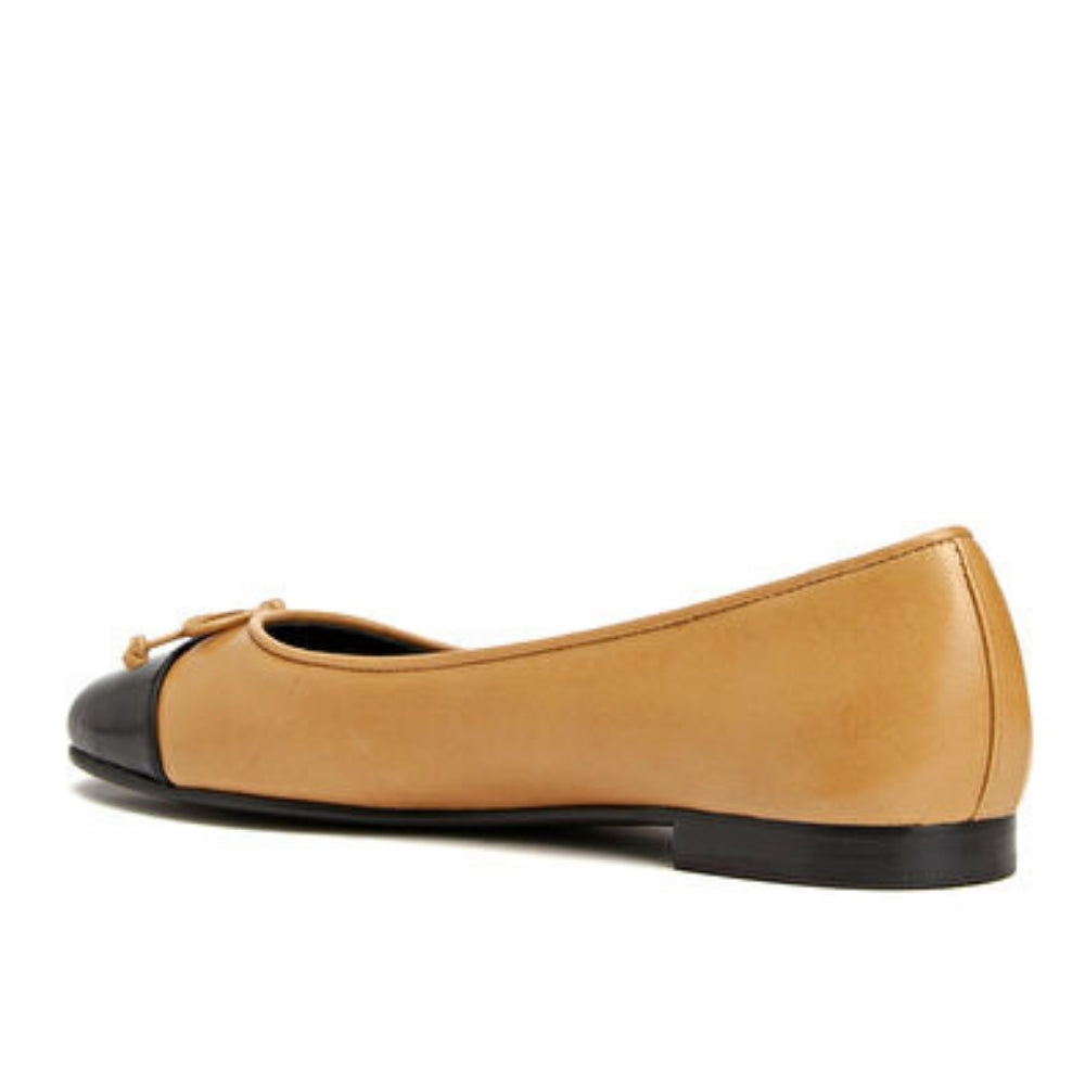 Tory Burch Cap-Toe Ballet Cream&Black Babet