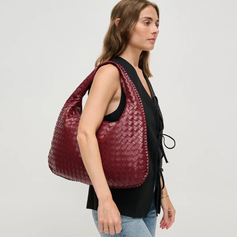 TSARINA® X Bottega Veneta Intrecciato Burgundy Leather Bag