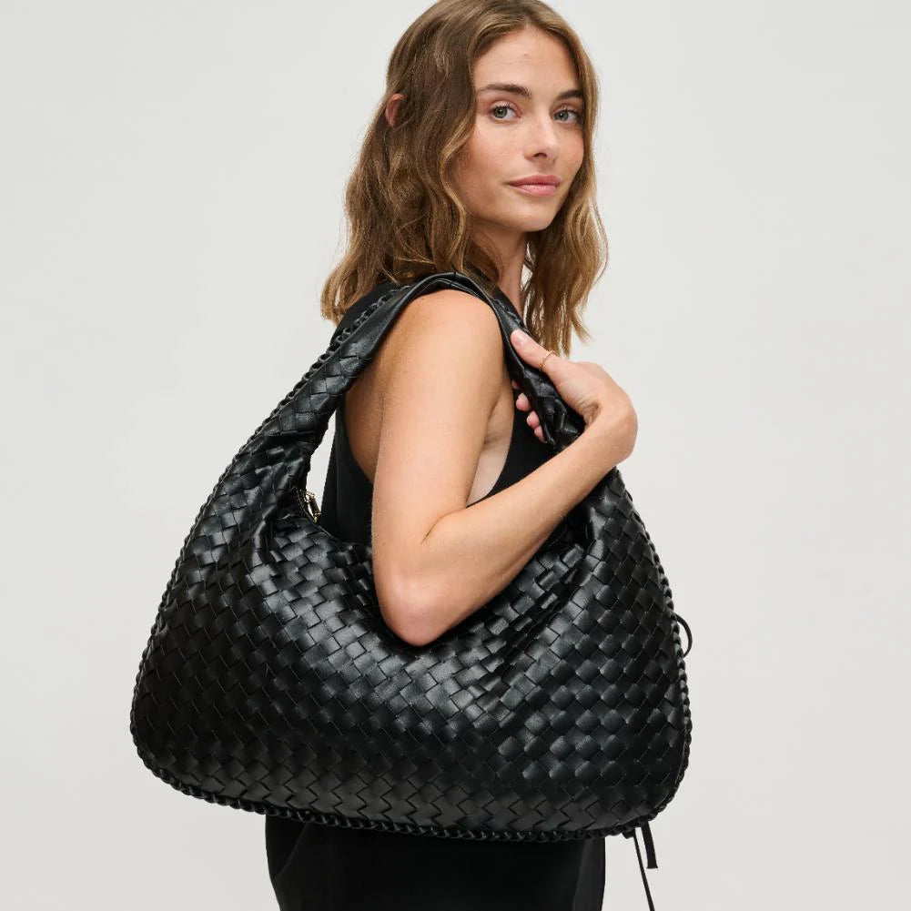 TSARINA® X Bottega Veneta Intrecciato Black Leather Bag