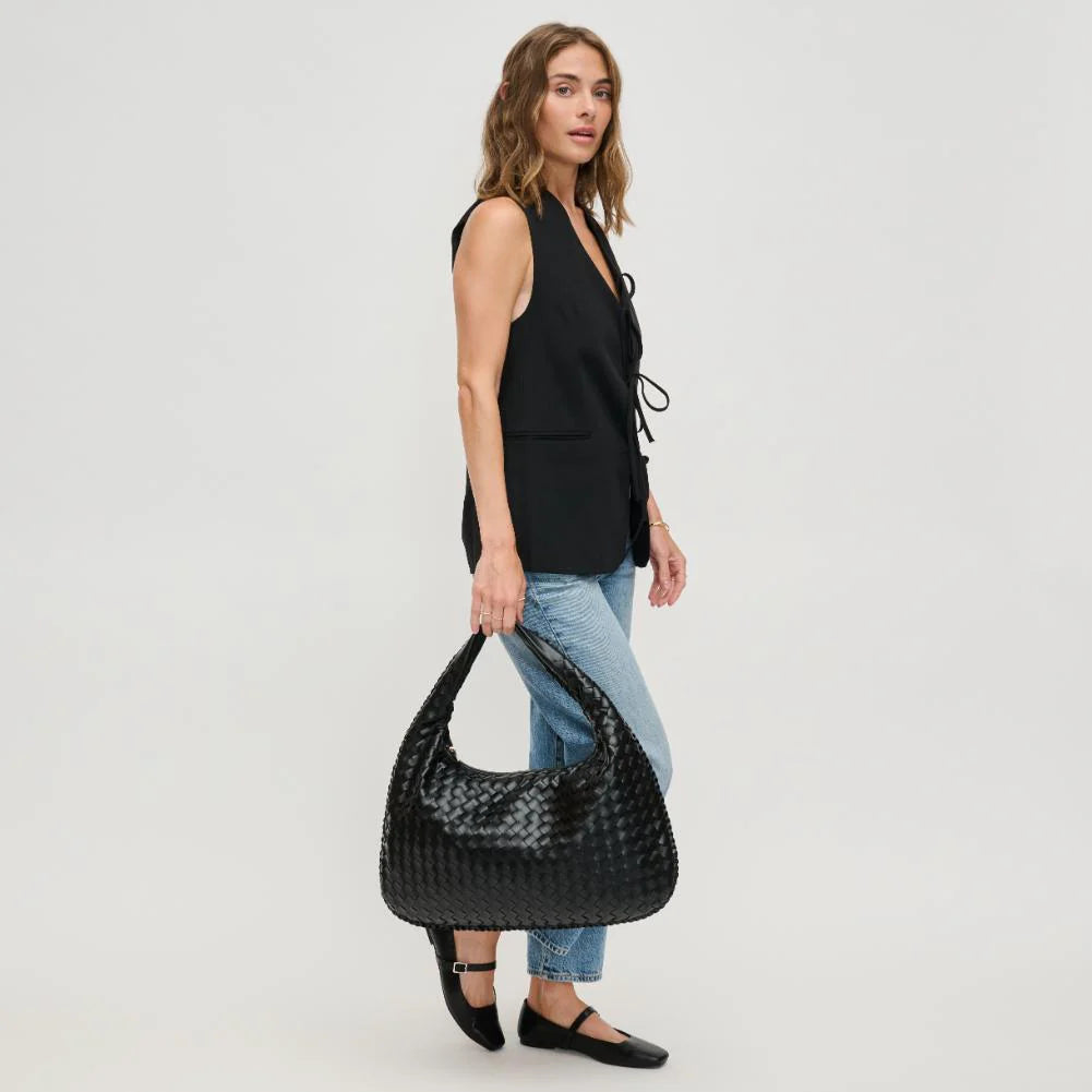 TSARINA® X Bottega Veneta Intrecciato Black Leather Bag