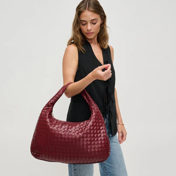 TSARINA® X Bottega Veneta Intrecciato Burgundy Leather Bag