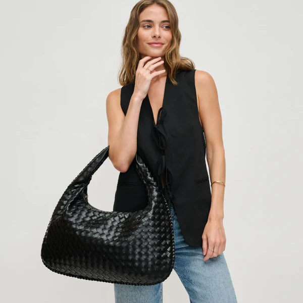 TSARINA® X Bottega Veneta Intrecciato Black Leather Bag