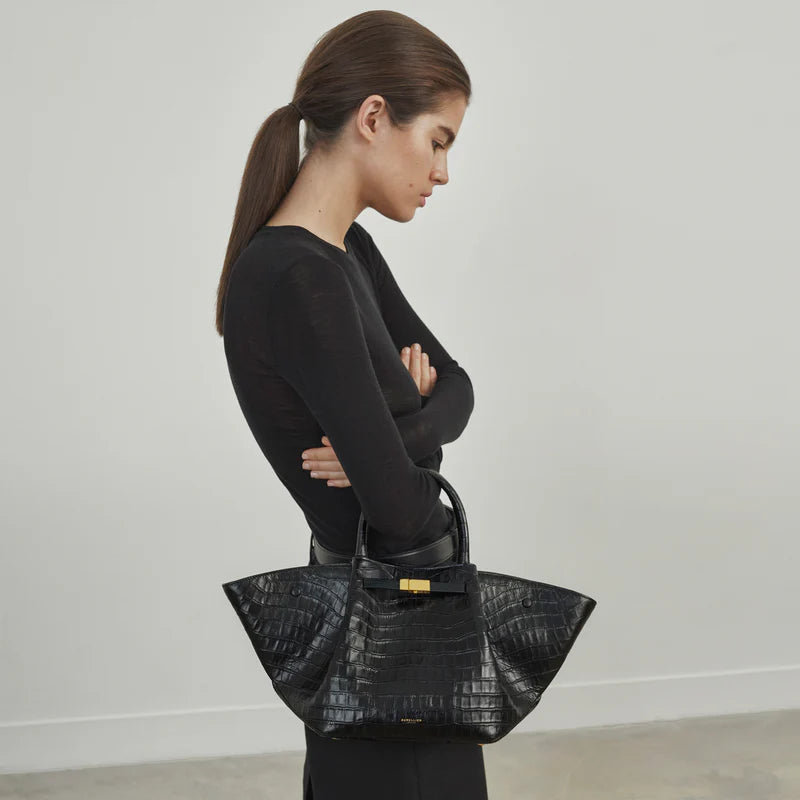 TSARINA® X DeMellier The Midi New York Bag Black Croc-Effect