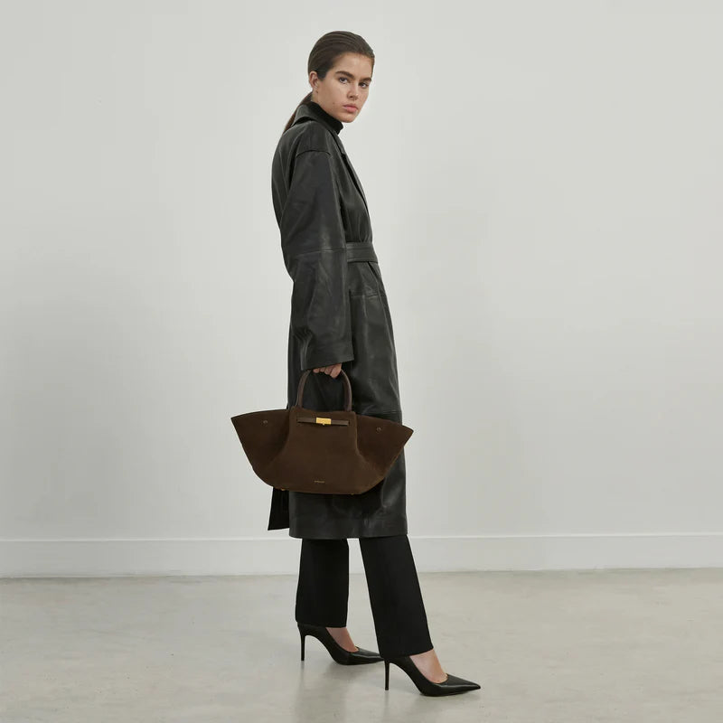 TSARINA® X DeMellier The Midi New York Bag Mocha Suede