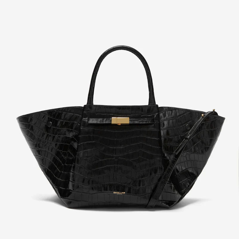 TSARINA® X DeMellier The Midi New York Bag Black Croc-Effect