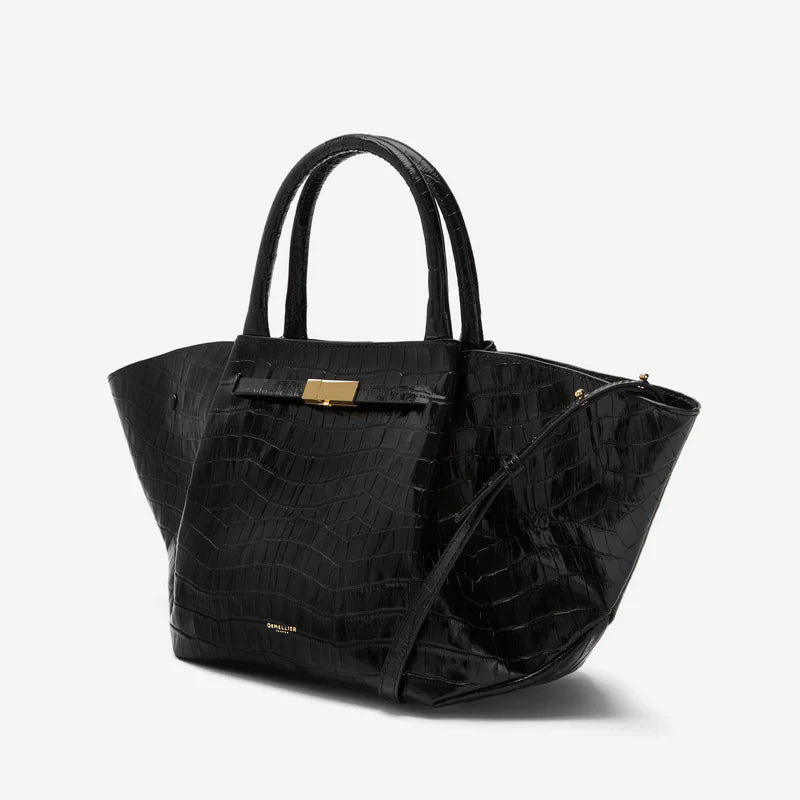 TSARINA® X DeMellier The Midi New York Bag Black Croc-Effect