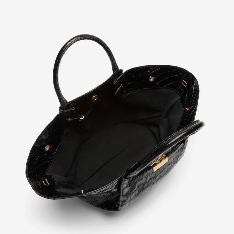 TSARINA® X DeMellier The Midi New York Bag Black Croc-Effect