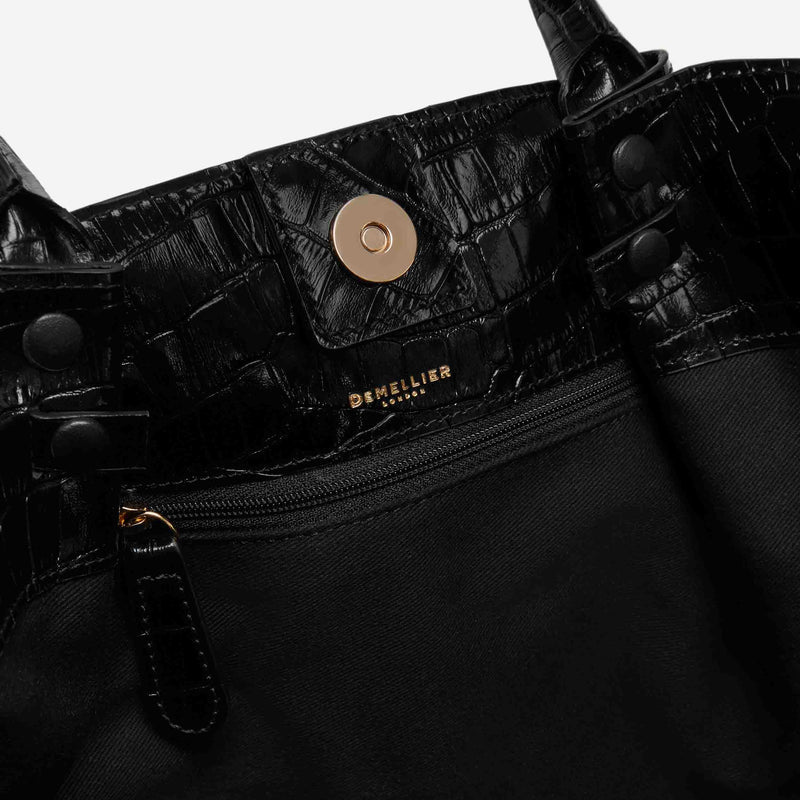 TSARINA® X DeMellier The Midi New York Bag Black Croc-Effect